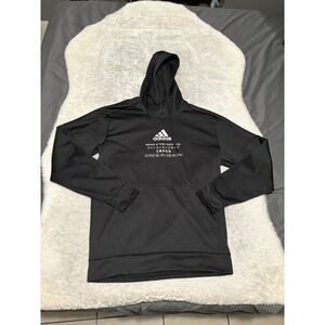 Adidas Climawarm Jacket Adult Large Black Hoodie Pullover Three Stripe‎ Athletic